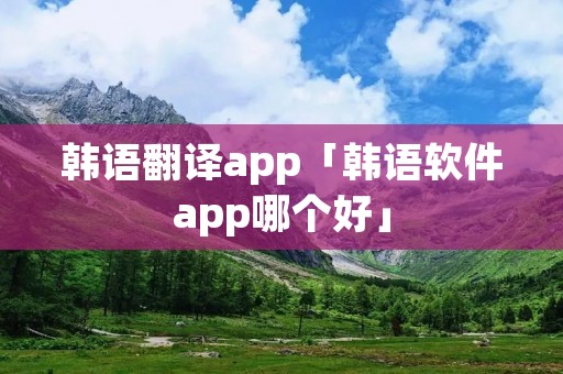 韩语翻译app「韩语软件app哪个好」