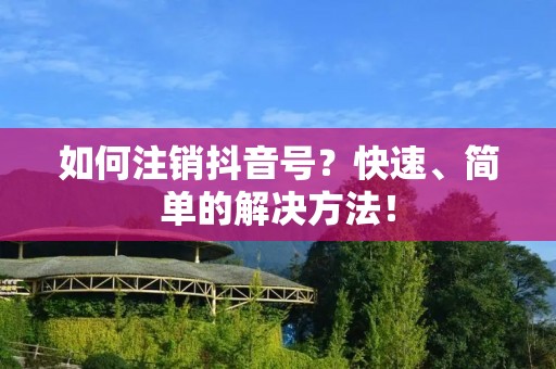 如何注销抖音号?快速、简单的解决方法!