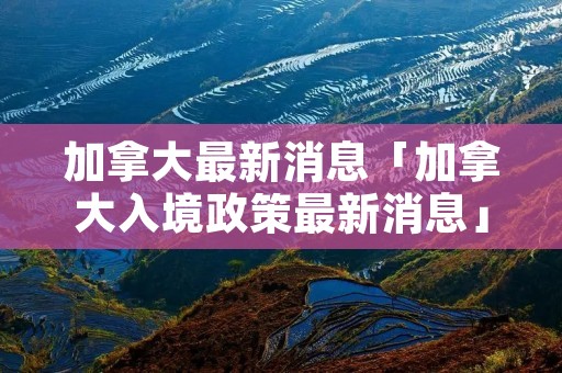 加拿大最新消息「加拿大入境政策最新消息」