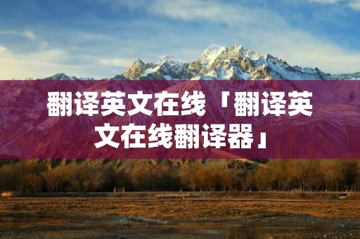 翻译英文在线「翻译英文在线翻译器」