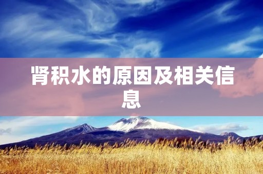 肾积水的原因及相关信息