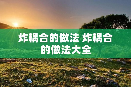 炸耦合的做法 炸耦合的做法大全