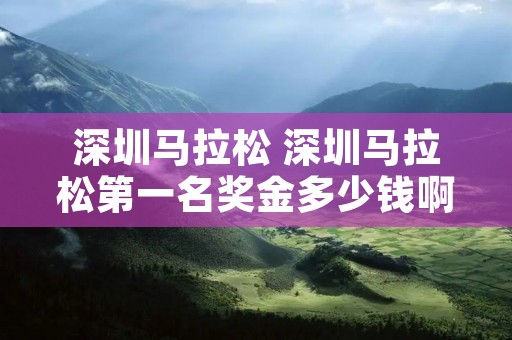 深圳马拉松 深圳马拉松第一名奖金多少钱啊 深圳马拉松 深圳马拉松第一名奖金多少钱啊