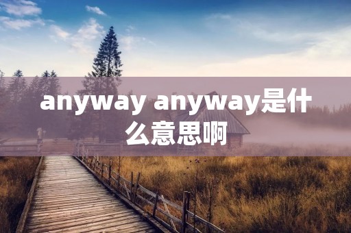 anyway anyway是什么意思啊