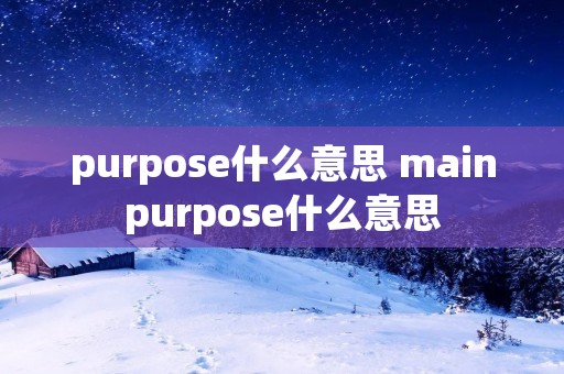 purpose什么意思 mainpurpose什么意思