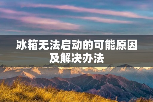 冰箱无法启动的可能原因及解决办法