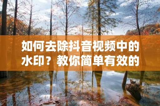 如何去除抖音视频中的水印?教你简单有效的方法!