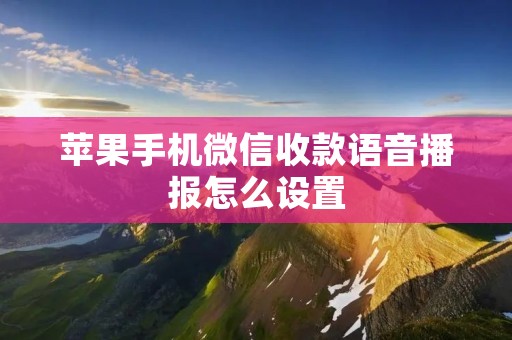 苹果手机微信收款语音播报怎么设置
