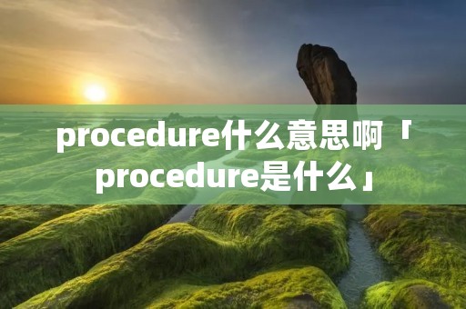 procedure什么意思啊「procedure是什么」 procedure什么意思啊「procedure是什么」