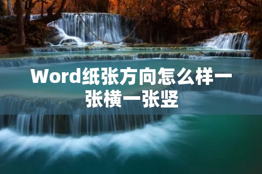 Word纸张方向怎么样一张横一张竖