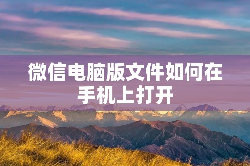 微信电脑版文件如何在手机上打开