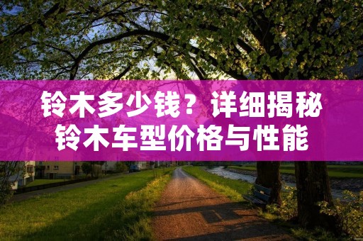 铃木多少钱？详细揭秘铃木车型价格与性能