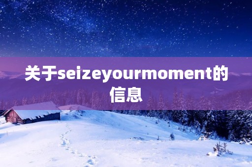 关于seizeyourmoment的信息 关于seizeyourmoment的信息