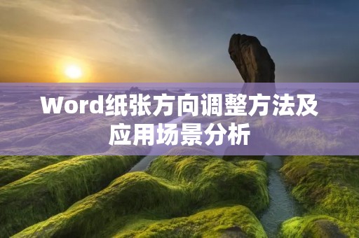 Word纸张方向调整方法及应用场景分析