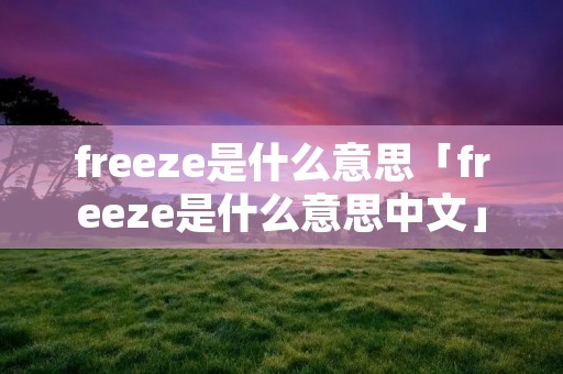 freeze是什么意思「freeze是什么意思中文」