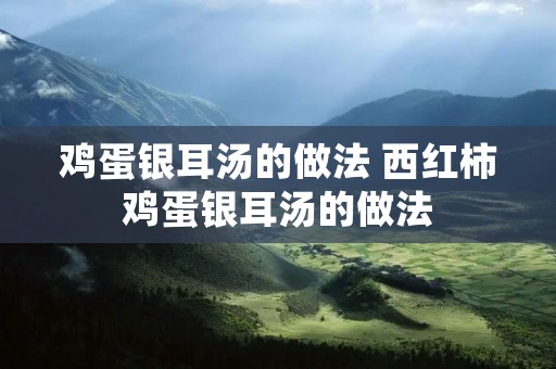 鸡蛋银耳汤的做法 西红柿鸡蛋银耳汤的做法
