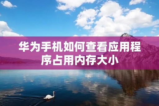 华为手机如何查看应用程序占用内存大小