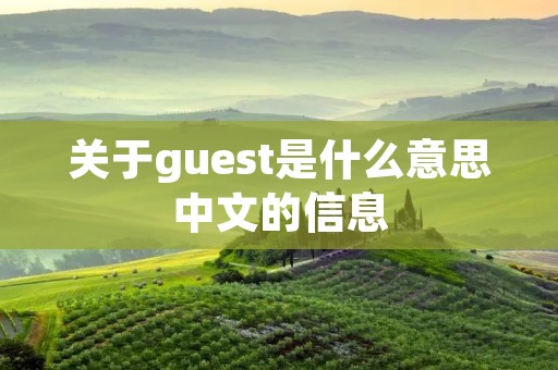关于guest是什么意思中文的信息