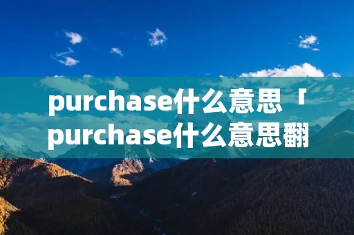 purchase什么意思「purchase什么意思翻译」