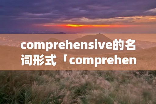 comprehensive的名词形式「comprehensive的其他形式」 comprehensive的名词形式「comprehensive的其他形式」