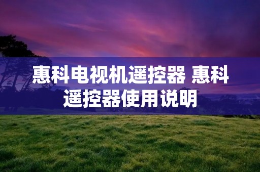 惠科电视机遥控器 惠科遥控器使用说明