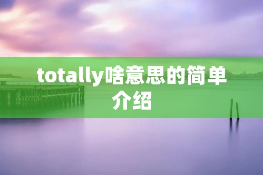 totally啥意思的简单介绍