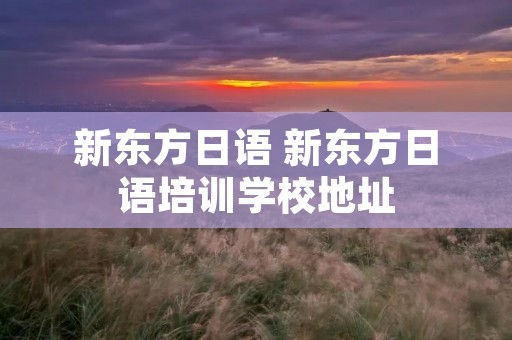 新东方日语 新东方日语培训学校地址