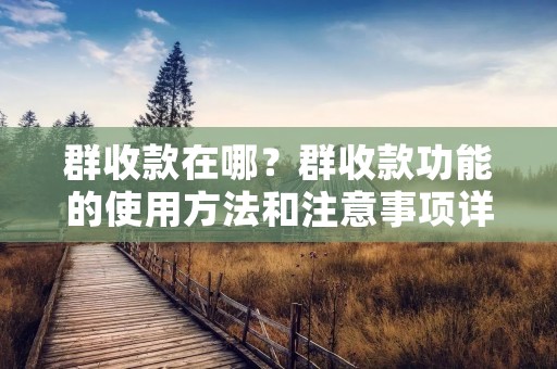 群收款在哪?群收款功能的使用方法和注意事项详解