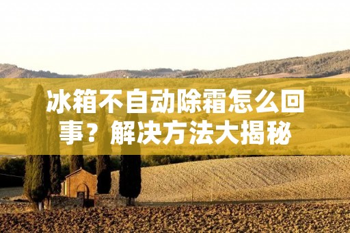 冰箱不自动除霜怎么回事？解决方法大揭秘