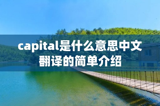 capital是什么意思中文翻译的简单介绍