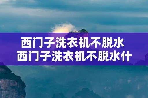 西门子洗衣机不脱水 西门子洗衣机不脱水什么原因
