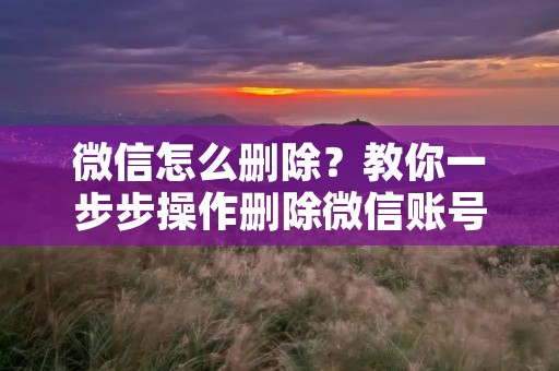 微信怎么删除?教你一步步操作删除微信账号