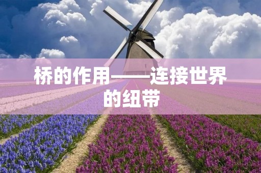 桥的作用——连接世界的纽带 桥的作用——连接世界的纽带