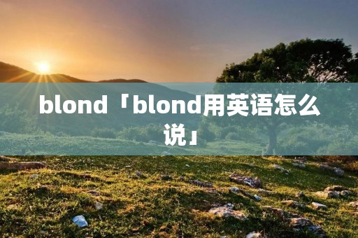 blond「blond用英语怎么说」
