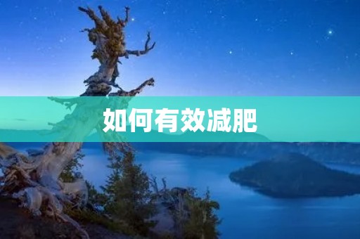 如何有效减肥:探索健康的瘦身之道