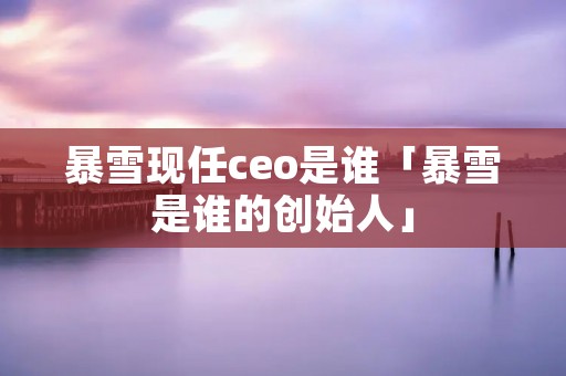暴雪现任ceo是谁「暴雪是谁的创始人」 暴雪现任ceo是谁「暴雪是谁的创始人」