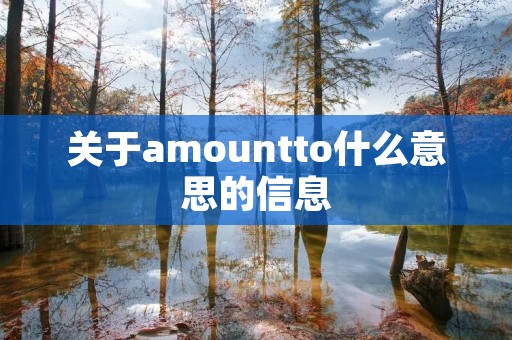 关于amountto什么意思的信息