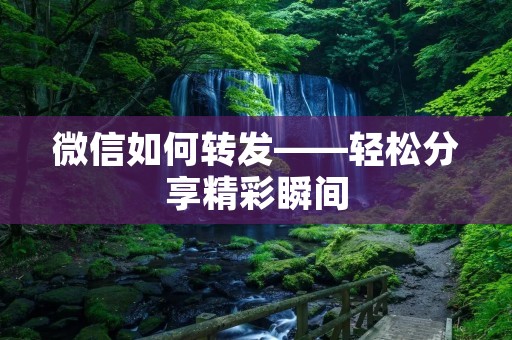 微信如何转发——轻松分享精彩瞬间