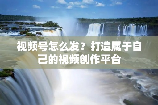 视频号怎么发？打造属于自己的视频创作平台