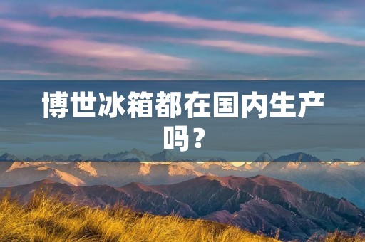 博世冰箱都在国内生产吗？