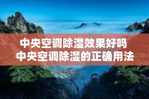 中央空调除湿效果好吗 中央空调除湿的正确用法