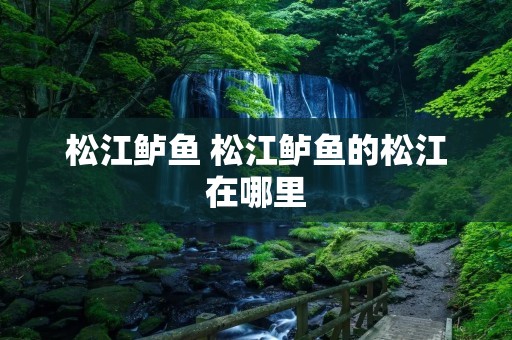 松江鲈鱼 松江鲈鱼的松江在哪里 松江鲈鱼 松江鲈鱼的松江在哪里
