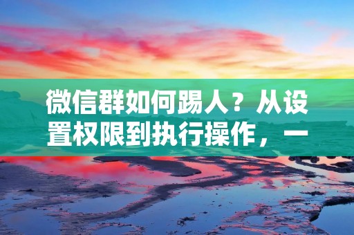 微信群如何踢人?从设置权限到执行操作,一步步教你解决问题。