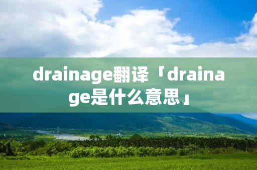 drainage翻译「drainage是什么意思」