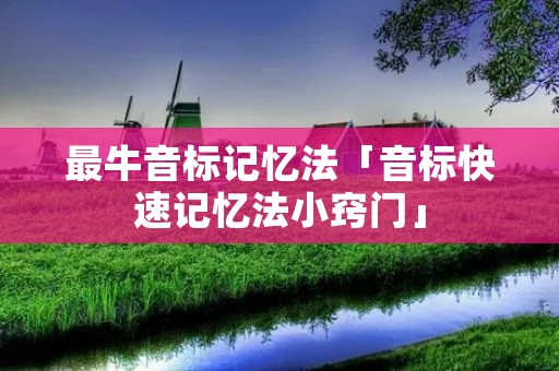 最牛音标记忆法「音标快速记忆法小窍门」