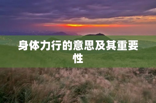 身体力行的意思及其重要性