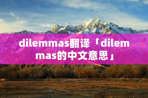 dilemmas翻译「dilemmas的中文意思」