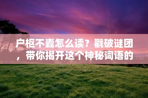 户枢不蠹怎么读?戳破谜团,带你揭开这个神秘词语的正确发音!