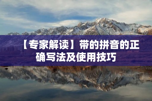 【专家解读】带的拼音的正确写法及使用技巧