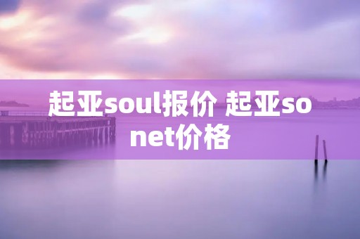 起亚soul报价 起亚sonet价格